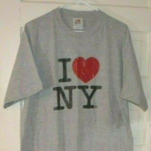 Men's T-Shirt,I Love NY,Size 2XL,Gray,Short Sleeve
